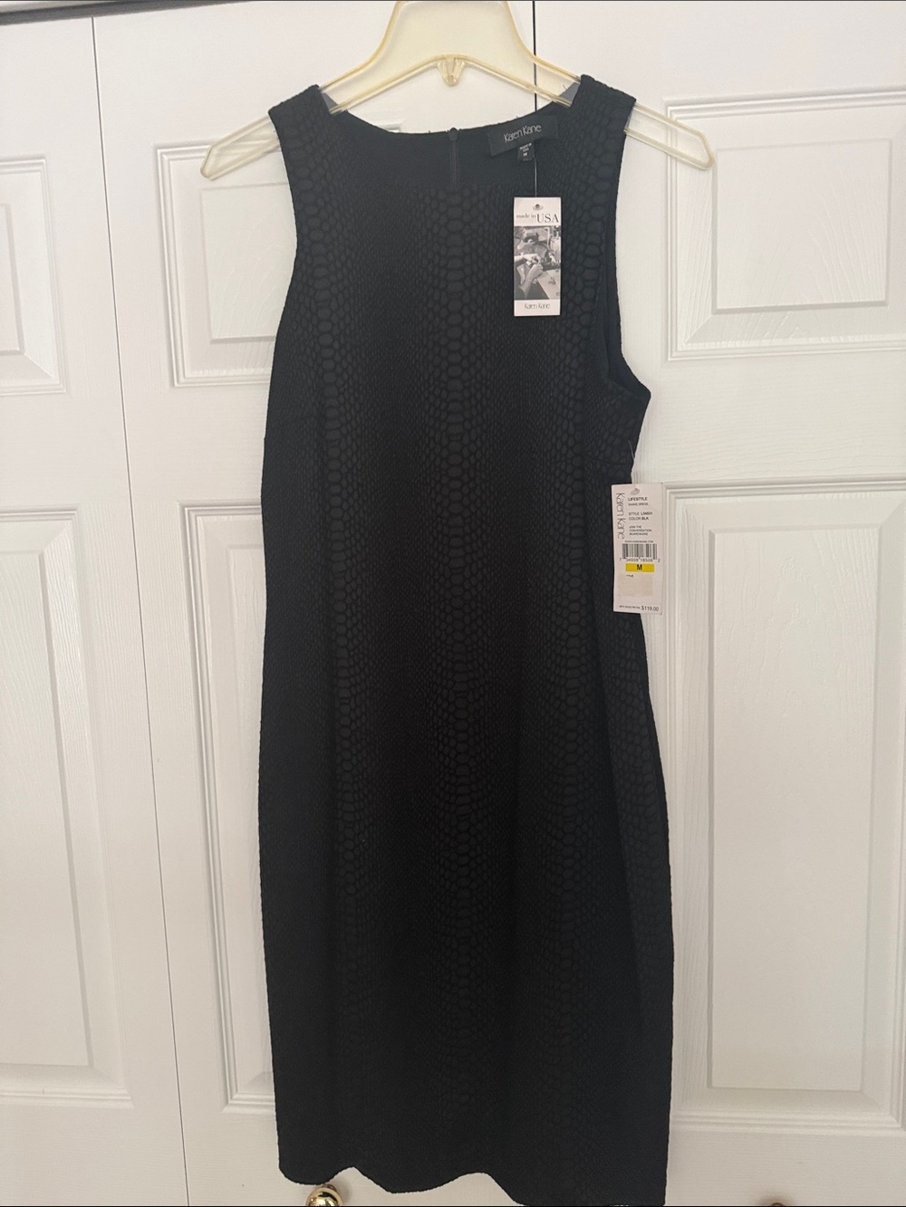 Karen Kane Black Sleeveless Textured Sheath Dress ..snake ..size M ..
